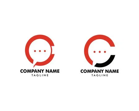 Set of Initial Letter C Chat Logo Template Design Stock Illustration