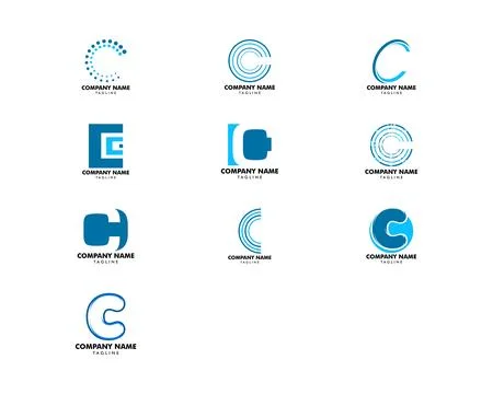 Set of Initial Letter C Logo Template Design Stock Illustration