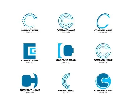Set of Initial Letter C Logo Template Design Stock Illustration