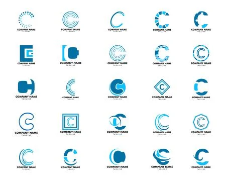 Set of Initial Letter C Logo Template Design Stock Illustration