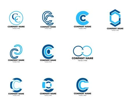Set of Initial Letter CC Logo Template Design Stock Illustration