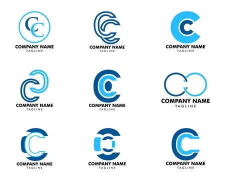 Set of Initial Letter CC Logo Template Design Stock Illustration
