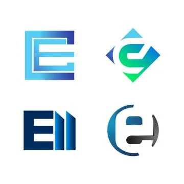 Set of initial letter CE, E, ELL, symbol for Business logo design template. C Stock Illustration