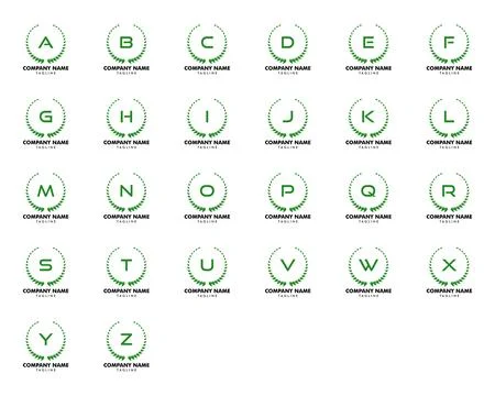 Set of Initial Letter Circle Nature Leaf Logo Design Vector Illustrazione stock