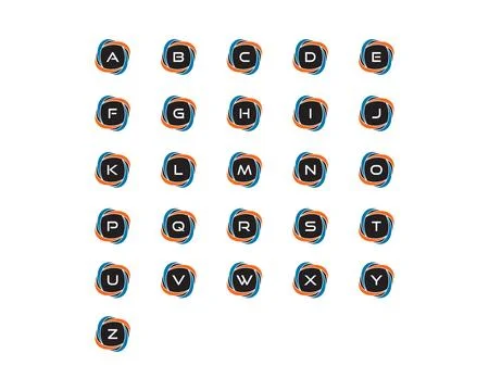 Set of Initial Letter Circle Negative Space Logo Design Template Stock Illustration