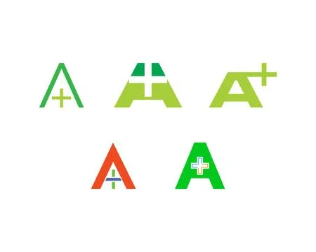 Set of Initial Letter A cross plus medical logo icon design template elements Stock Illustration