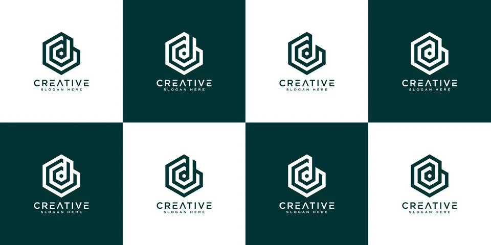 Set of initial letter D abstract logo vector template Stock Illustration