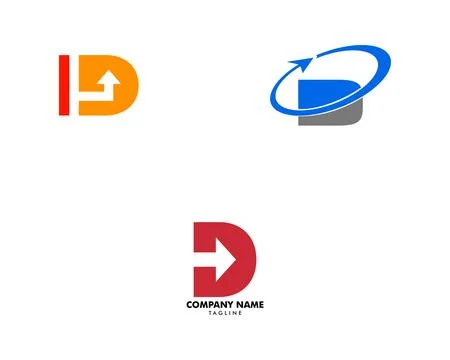 Set of Initial Letter D with Arrow Logo Design Template Stock Illustration