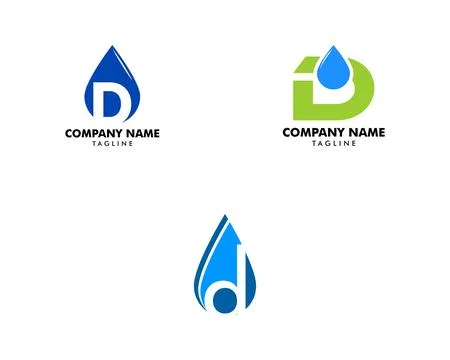 Set of Initial Letter D Drop Water Logo Design Template Stock Illustration