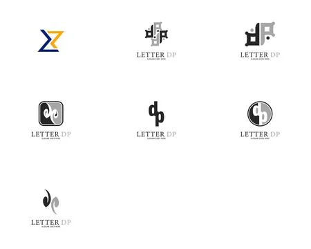 Set of Initial Letter DP Logo Template Design Stock Illustration