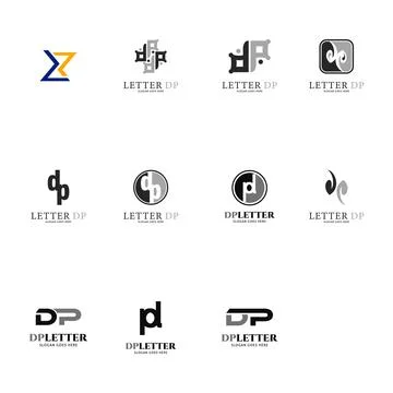 Set of Initial Letter DP Logo Template Design Stock Illustration