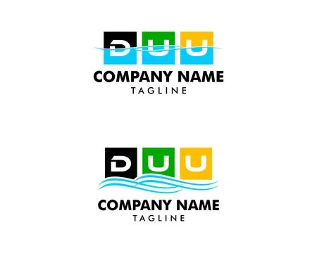 Set of Initial Letter DUU Sea Wave Icon Vector Illustration Design Logo Stock Illustration