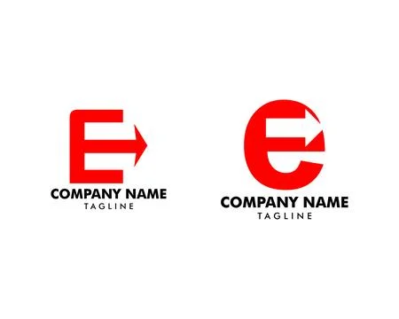 Set of Initial letter E with arrow logo template design Stock Illustration