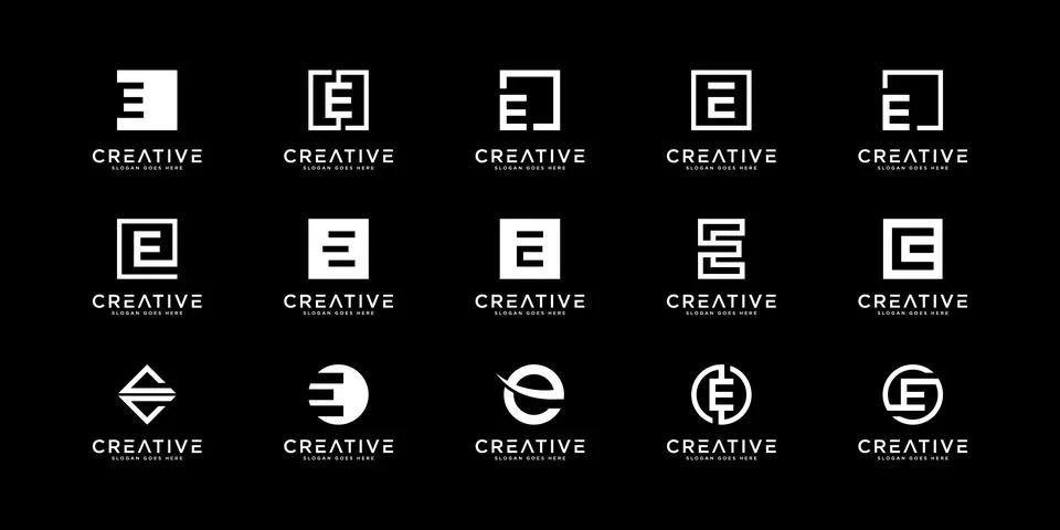 Set of initial letter E logo design template. icons for business of luxury, e Stock Illustration