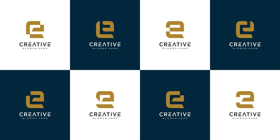 Set of initial letter E logo design Stock Illustration