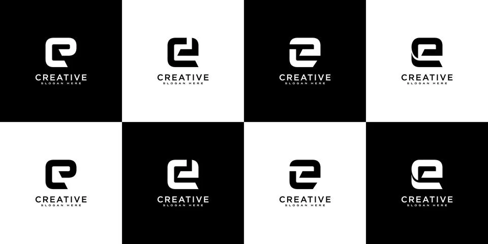 Set of initial letter E logo design template. icons for business of luxury, e Stock Illustration