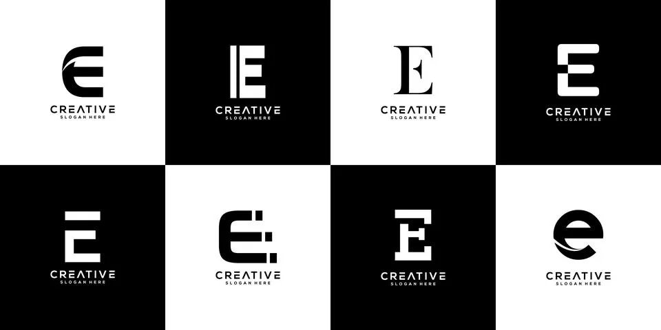 Set of initial letter E logo design template Stock Illustration