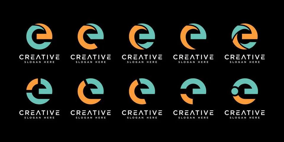 Set of initial letter E logo design template Stock Illustration