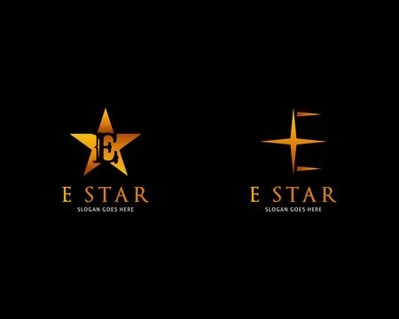 Set of Initial Letter E Star Logo Template Design Stock Illustration