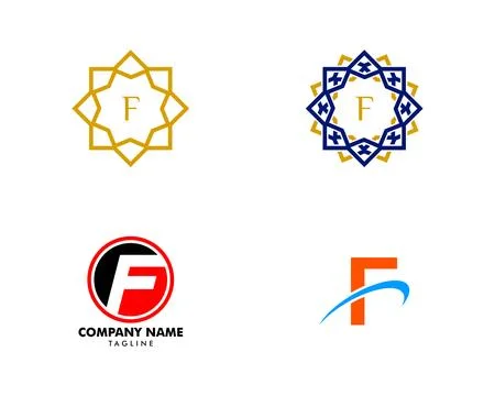 Set of Initial Letter F Logo Template Design Stock Illustration