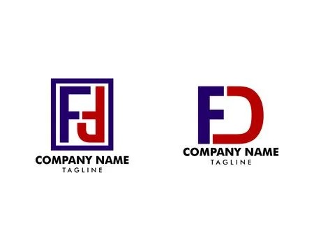 Set of Initial Letter FD Logo Template Design Stock Illustration
