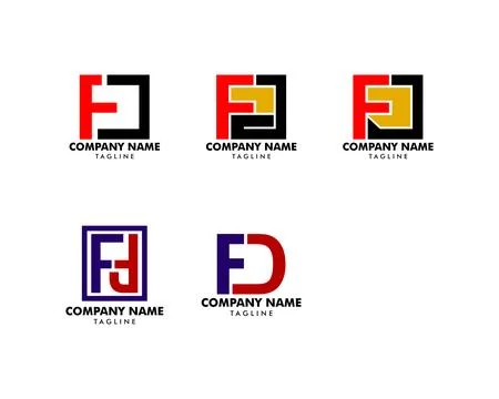 Set of Initial Letter FD Logo Template Design 스톡 일러스트