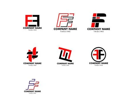 Set of Initial Letter FF Logo Template Design Stock Illustration