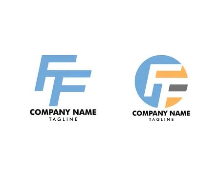 Set of Initial Letter FF Logo Template Design Stock Illustration