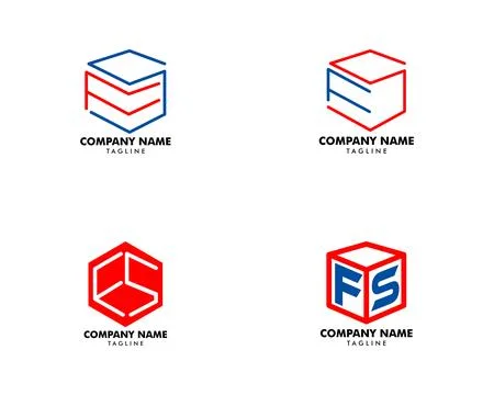 Set of Initial Letter FS Storage Logo Template Design Stock Illustration