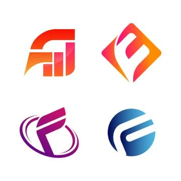 Set of initial letter FW and F symbol for Business logo design template. Coll Stock Illustration