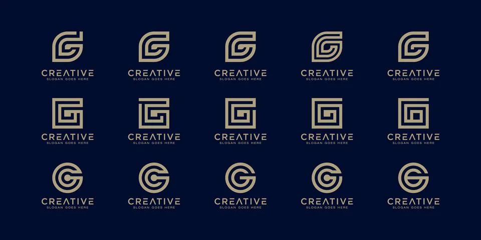 Set of initial Letter G Abstract Vector Logo Design Template. Creative Typogr Stock Illustration
