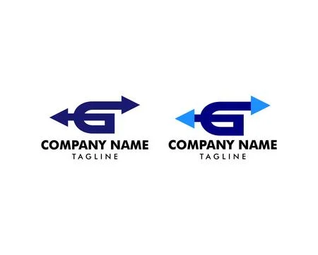 Set of Initial Letter G Arrow Logo Template Design Stock Illustration