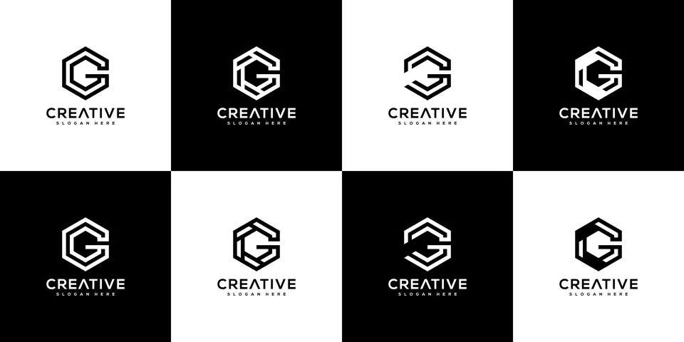 Set of initial Letter G Vector Logo Design Stock Illustration