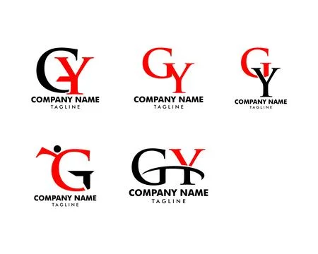 Set of Initial Letter GY Logo Template Design Stock Illustration