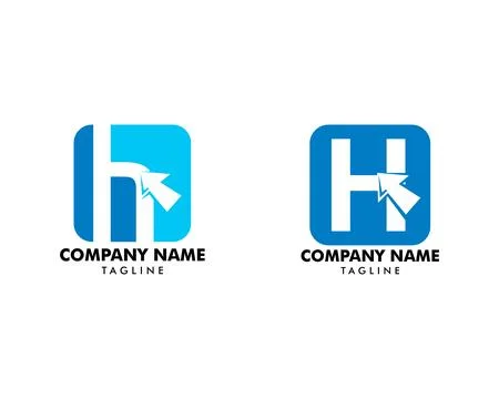 Set of Initial letter H with arrow symbol logo vector illustration Stock Illustration