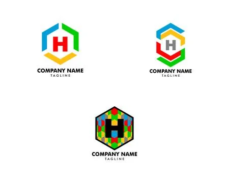 Set of Initial Letter H Hexagon Logo Template Design Stock Illustration