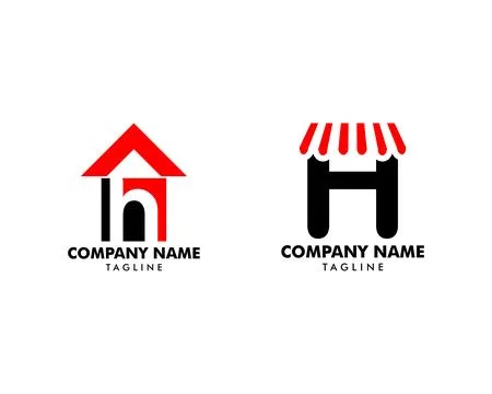 Set of Initial Letter H House Logo Template Ilustração Stock