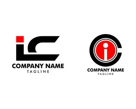 Set of Initial Letter IC Logo Template Design 스톡 일러스트