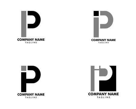 Set of Initial Letter IP Logo Template Design Stock Illustration