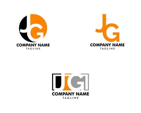 Set of Initial Letter JG Logo Template Design Stock Illustration