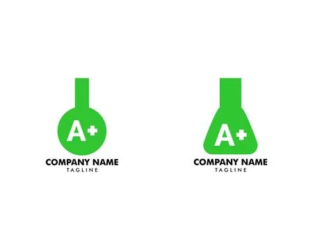 Set of Initial Letter A+ Lab Logo Template with Chemical Glass Illustration Stock Illustration