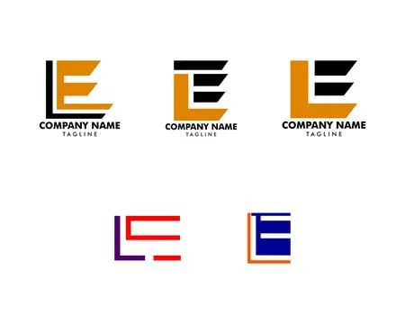 Set of Initial Letter LE Logo Template Design Stock Illustration