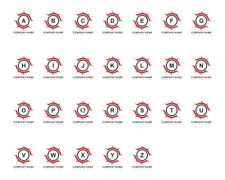 Set of Initial Letter Logo with Abstract Circle Stock Illustration