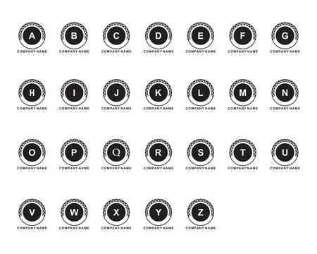 Set of Initial Letter Logo with Abstract Circle Stock Illustration
