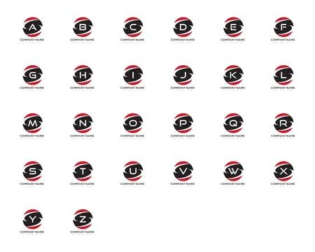 Set of Initial Letter Logo with Circle Swoosh Element Stock Illustration