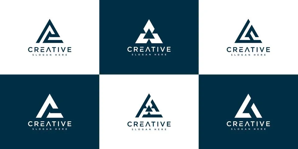 Set of initial letter A logo design template Stock Illustration