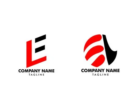 Set of Initial Letter Logo EL Template Vector Design Stock Illustration