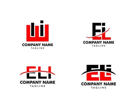 Set of Initial Letter Logo ELI Template Vector Design Stockillustratie