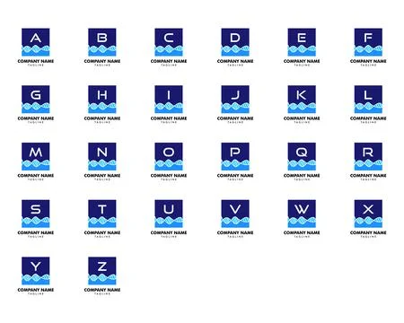 Set of Initial Letter Logo with Genome DNA Element Stock Illustration