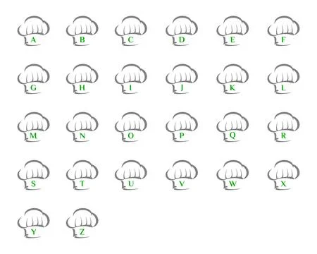 Set of Initial Letter Logo with Hat Chef for Restaurant Logo Template Stock Illustration